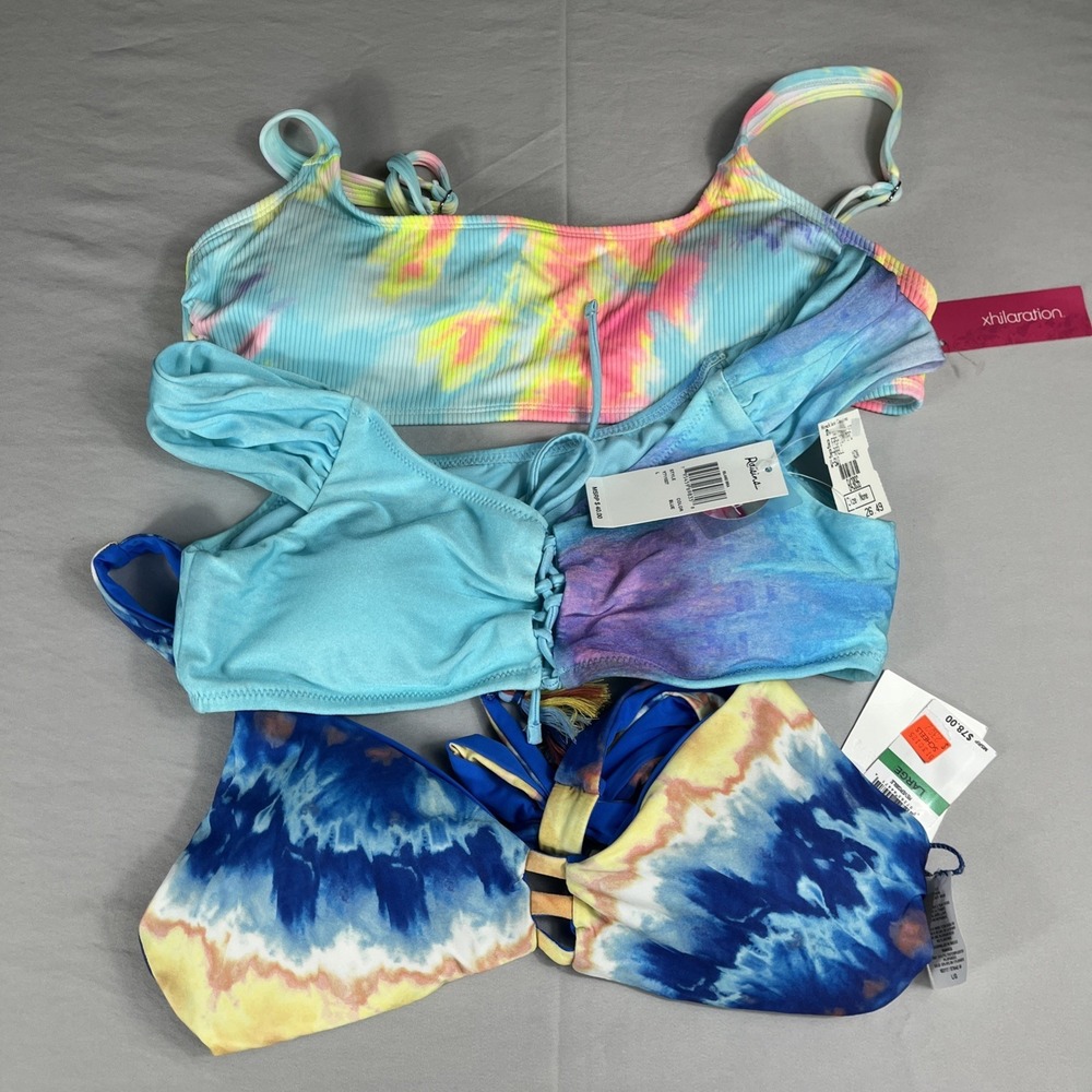 Bikini Swim Bundle Large 3 Tops Xhilaration Raisins & Becca Brands All NWT